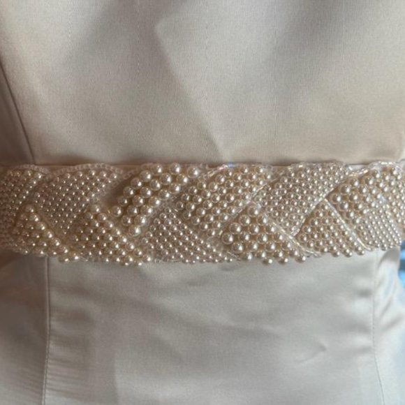 *Demetrios Ivory Cream Satin Detachable Train Wedding Dress Bridal Gown Size 6 - Picture 6 of 15